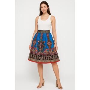 NWT Flying Tomato Skirt Womens‎ Large Multicolor High Waisted Ornate Boho Aline